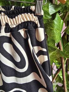 Duna Fabric Wide-Leg Pants - Blanco y Negro - Ver 4