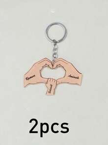 LICVIC 个性化心形多手亚克力钥匙扣，可定制姓名家庭钥匙扣，可爱定制钥匙扣，送给孙辈的圣诞礼物，可定制3-7个名字的包包挂饰，心形图案钥匙扣，女士钥匙扣，送给爸爸的礼物，圣诞礼物，圣诞节，卡通，朋友，家人，妈妈，女孩，儿童