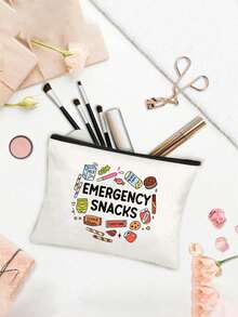 “应急零食”字母印花收纳袋，多功能收纳袋，化妆包，外出就餐，姐妹聚会，零食派对，伴娘化妆品收纳袋，洗漱包，化妆包，送给老师、朋友、护士的礼物袋，送给女性朋友的礼品袋，旅行纪念品，生日，妇女节，派对