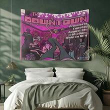 MTV Downtown Tapestry - Vintage 1999 Promo Poster Wall Hanging, Pink & Purple Retro MTV Animated Series Art, Nostalgic '90s Music Video Aesthetic For Bedroom Dorm Living Room Party Decor - 彩色 - 查看 4