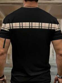 Plus Size Men's Striped Print Crew Neck Short Sleeve T-Shirt And Shorts Set Summer - Nhiều màu - Xem 5