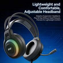 Acer The OHW303 Over-Ear Gaming Headset Offers Two Port Options: Dual 3.5mm And A Single USB Port. It Is Compatible With Laptops And Desktop Computers And Features A Combined Microphone And Microphone. - USB Single Plug Interface - View 5
