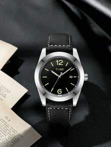 1pc TOMI Battery-Powered Men's Watch, High-Quality Leather Strap, Fashion Casual Watch Suitable For Daily Life, Father's Day, Valentine's Day, Christmas Gift - Multicolor - View 13