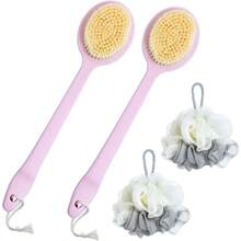XGTCepillo corporalcepillo corporal para baño cepillo para la elda duca 2 cepillos. El diseño con mango largo doblado ayuda a limpiar la elda. Con 2 bs de baño - Rosa - Ver 1
