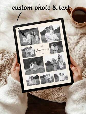 Marco de fotos de diseño simple personalizable, para escritorio o montaje en pared, idea de regalo para decoración de habitación, adecuado para el Día de San Valentín, aniversario, boda, sala de estar, hogar, cumpleaños, ceremonia de graduación, 1 pieza, alta calidad, personalización de moda, personalizado, único, regalo ideal para novio/novia