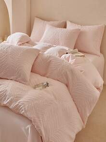 Pink LEAVES Bedding Duvet Cover Queen Size -Super Soft Duvet Covers Collection - Lightweight, Girls Duvet Cover - Soft Breathable Bedding (Queen, Pink) - Baby Pink - View 6