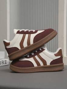1 đôi giày thể thao trẻ em màu đỏ tía, giày sneaker thường ngày. - Màu Đỏ Sâu - Xem 2