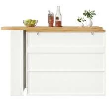 Extendable Bar Table With Storage (137-215*39*102.3cm), Modern Movable Bar Table, Telescopic Bar Table With One Drawer And Two Shelves, High Table Kitchen Island Bistro Table, Black - White - View 11