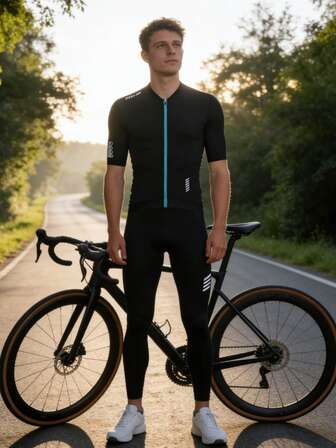 HISERWA قميص دراجة هوائية صيفي للرجال، أكمام قصيرة، قماش تنفس وتبريد، ملابس دراجة هوائية عالية المرونة، قميص دراجة هوائية جبلية وطرقات