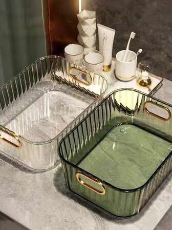 1ชิ้น กล่องเก็บของสำหรับเครื่องสำอาง, โต๊ะเครื่องแป้ง, บนโต๊ะ, ขนม, ตะกร้าจัดระเบียบเครื่องสำอาง