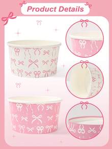 10pcs Pink Bow Paper Bowls, Paper Snack Trays, Suitable For Pink-Themed Baby Shower Parties, One-Time Use Tableware For Holding Snacks, Gifts, Cookies, And Other Foods, Pink Bow Birthday Decorations, Baby Shower Decorations, Gender Reveal Party Supplies, 1st Birthday Party Supplies, Baby Shower Supplies, Pink Bow Decorations, Birthday Party Decorations - Pink Bow - View 9