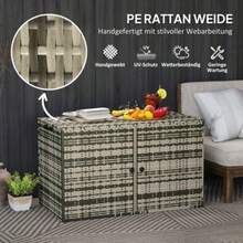Rattan Storage Chest, 350 L, 2 Levels, Weatherproof, With Lid, Lifting Bars, Carrying Handles, UV Resistant, Garden Chest, Ideal For The Garden, Patio Or Balcony, 118 X 57 X 69 Cm, Heather Grey - 彩色 - 查看 6