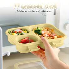 1pc New Bento Box Salad Lunch Box With Transparent Lid, Minimalist Design, 3 Independent Compartment Lunch Tray, Microwave , Multifunctional Portable Meal Box, Surprise Gift Box