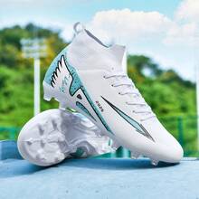 Original Men Soccer Shoes Professional TF/FG Boys Football Shoes Grass Indoor Training Girls Unisex Non-Slip Football Field Boots - White - View 15