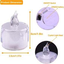 Velas LED sin Llama,  24 Velas de Té de Luz LED Electrónicas Realistas a Batería, Velas de Luz LED de Cristalina Simulada de 3.8 x 5cm, Velas de Luces LED Impermeable para Halloween, Decoración,36772349 - Multicolor - Ver 2