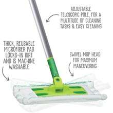 Quick Shine - Kit de limpieza para superficies duras y pulimento con 1 almohadilla reutilizable, madera dura, tablón de vinilo de lujo, azulejos y laminado, uso húmedo y seco, perfecto para(Mop with 1 Refill Pad) - Multicolor - Ver 3