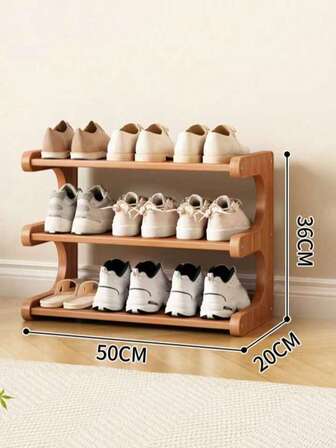 Bamboo Shoe Rack, Wood Grain Finish - Easy Assembly, Multi-Tier Storage Shelf, Suitable For Entryway And Dorm, Brown, Spacious Shelves For Athletic And Casual Shoes, Shoe Organizer