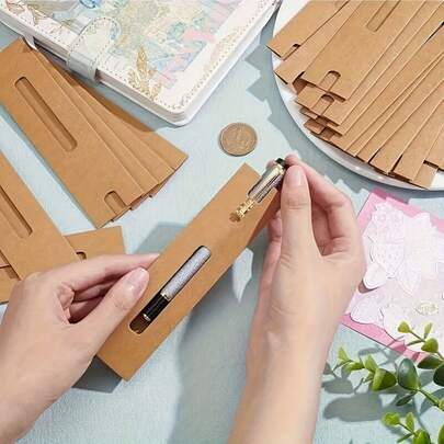 20/40/100pcs Brown Kraft Paper Pencil Pouches - Durable, Reusable Organizer For Pens, Pencils, And Stationery - Ideal For Home, Office, School, Or Business Use, Stationery Organizer|Brown Kraft Paper|Durable Pouches, Pencil Organizer, Pencil Case