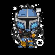 Blue Mandalorian Unisex Casual Essential T-Shirt - Soft Touch Easy Care Daily Outfit - 黑色 - 查看 7