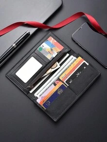 新款男士钱包，多卡位长款钱包，简约时尚，西装钱包，大容量超薄男士钱包，情人节礼物 - 彩色 - 查看 4