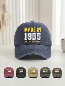 Casquette de baseball imprimée rétro "MADE IN 1955 Still Making Waves" - Casquette à bord incurvé ajustable unisexe, meilleur cadeau d'anniversaire/anniversaire pour les adultes nés en 1955, convient pour les promenades en extérieur et les rassemblements décontractés, la plage, les voyages - A - Voir 11