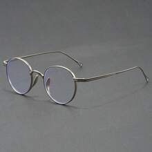 1副复古小框透明镜片眼镜，时尚圆形男女通用眼镜框，超轻金属眼镜 - 彩色 - 查看 4