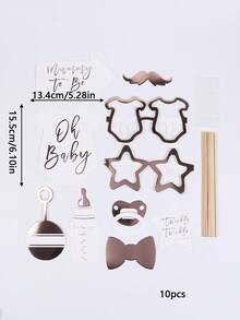 10pcs Baby Shower Newborn Birth Celebration Mom Photo Props - Rose Red - View 3