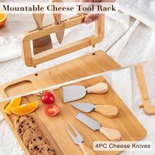 Wooden Cheese Board Set, Charcuterie Sets Cheese Tray Appetizer Board And Meat Platter, With 4 Stainless Steel Cheese Knives Easy To Carry, Perfect For Wedding Gifts Christmas Birthday Parties Halloween Gifts, Kitchen Travel-Friendly, 2/1 Sets - Brown - View 7