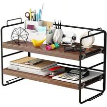 Desktop Bookshelfsimfort Organizador de Escritorio 3 Niveles Organizador Estantes de Escritorio Estante de Libros Organizador de Oficin Estantería para Cocina Oficina Baño Dormitorio Sala de Lectura - como en la foto - Ver 1