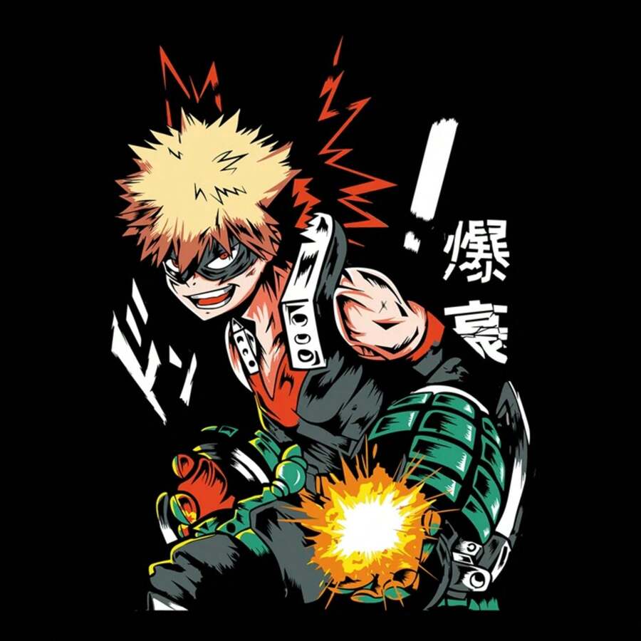 DESIGN ANIME Bakugo Unisex Casual Essential T-Shirt - Soft Touch Easy Care Daily Outfit - màu đen - Xem 1