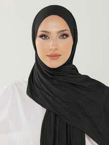 3pcs Jersey Hijabs Set, Classic Solid Color Silky Cotton 170*60cm Long Scarf Instant Head Cover Shawl, Suitable For Daily Casual, Outdoor, Gift - Multicolor - View 2