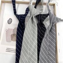 Punk - Corbatas negras preatadas a rayas para mujeres y nias, para camisa o blusa normal, uniforme preatado, corbata negra para el cuello para mujer, uniforme Jk - black y blanco stri - Ver 6