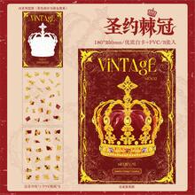 3pcs/Pack Vintage Foil Stamping Jewelry Sticker Scrapbooking Supplies, Full Sheet Cutting Collage Stickers, Crown, Necklace, Diary, Cute Stickers, Stationery, School Supplies Scrapbook Supplies - Multicolor - View 13