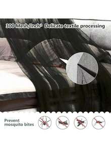 Suitable For Big Bed 4 Door Ceiling Mosquito Net Romantic 4 Door Bed Canopy Bedroom Dorm Home Decoration - Màn chống muỗi hình vòm màu đen - Xem 4