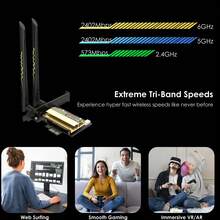 AX5400M WiFi 6E PCIe Adapter, Tri-Band AX210 Wireless Card, Supports Bluetooth 5.3, MU-MIMO, WPA3, OFDMA, Comes With Low-Profile Bracket And Heatsink, Interfaces With PCI-E X1/X4/X8/X16, Compatible With Windows 10/11 Computers - Black - View 3