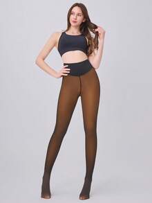 Thiết kế dây đai nén mới & đường may đơn! Quần legging lót len Merino cổ điển, quần bó giữ nhiệt thể thao mùa đông dành cho nữ, quần bó lông cừu mùa thu/đông, quần legging nhung dày ấm áp gợi cảm, quần giữ nhiệt ôm sát co giãn. - Màu nâu Mocha - Xem 3