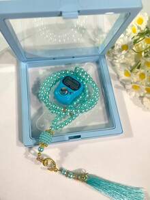 1pc Floating Box Packaging Ring Counter, Rosary Bracelet Set With Ring Counter, Muslim Prayer Bracelet - Multicolor - View 2