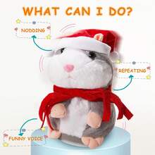 Eocolz Hámster parlante Repite lo Que Dices, Mimicry Mascota Peluche Amigo electrónico Juguete Interactivo Divertido niños Juguetes de Peluche niños Aprendizaje temprano Regalo para niñas y niños - Gris - Ver 4