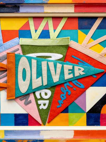 Personalized Felt Triangle Flag | Baby Room Decor, Newborn Gift