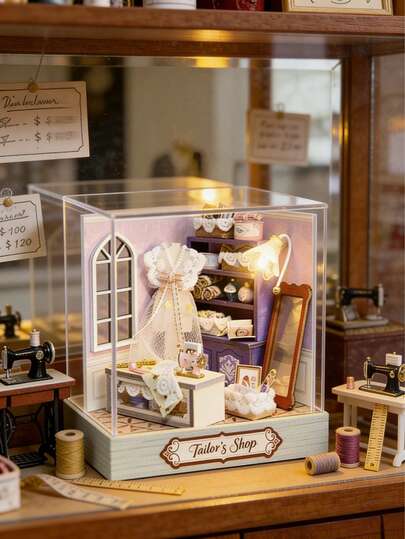 Vintage Style Miniature House DIY Assembly Model Kit, Handmade Craft, Birthday Gift For Friends, Stress Relief Toy