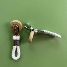 2pcs Stainless Steel Towel Clips With Cotton Rope - Multifunctional Wall-Mounted Bathroom Home Storage Hooks