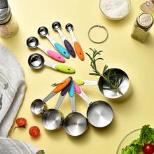 10pcs Stainless Steel Measuring Cups And Spoons Set, Cooking And Baking Kitchen Utensils, Includes 5 Cups And 5 Spoons With Non-Slip Silicone Handles And Markings, Suitable For Measuring Dry And Liquid Ingredients, Baking Tools Set, Kitchen Accessories, Kitchen Tools - Multicolor - View 9