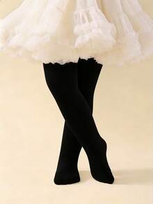 1pc Girls' Black High Elasticity Ultra-Thin Tights, Suitable For Daily Wear And Dance, All Season - Black - View 6