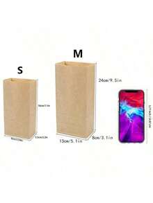 200/150/100 Pcs Brown Kraft Paper Mini Snack Bags, 9.5*5.1*3.1 Inch Lunch Bags For Valentine's Day, Wedding, Gifts, Groceries, Candy, Cookies, Sandwiches, Popcorn, Bread, Snacks (Brown) - Multicolor - View 11