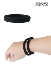 100pcs/Pack Girls Seamless Elastic Hair Ties, Stretchy Hair Accessories - Seamless Hair Bands, Soft Scrunchies, Suitable For Thick/Thin Hair, Non-Damaging, For Women And Girls, Hair Ties, Hair Bands Head Accessories Rubber Bands Ponytail Holder - Starry Night Black - View 11