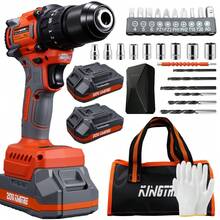 Taladro De Litio Portátil Inalámbrico Con Dos Baterías - Naranja - Ver 1