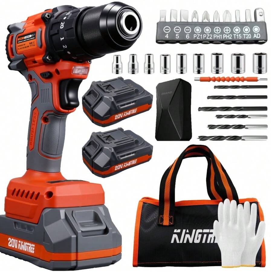 Taladro De Litio Portátil Inalámbrico Con Dos Baterías - Naranja - Ver 1