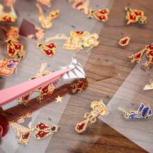 3pcs/Pack Vintage Foil Stamping Jewelry Sticker Scrapbooking Supplies, Full Sheet Cutting Collage Stickers, Crown, Necklace, Diary, Cute Stickers, Stationery, School Supplies Scrapbook Supplies - Multicolor - View 10