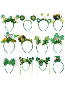 1 Peça Tiara de Trevo, Acessório de Cabeça de Trevo para Festival Irlandês, Presilha de Cabelo Verde, Acessório de Cabelo para Decoração da Festa do Dia de São Patrício, Adequado para Feriados, Transporte, Reuniões, Festas, Acessórios de Cabelo Femininos, Tiara, Acessórios de Cabeça, Enfeite de Cabelo, Decoração de Casa e Quarto - Multicolorido - Visão 1