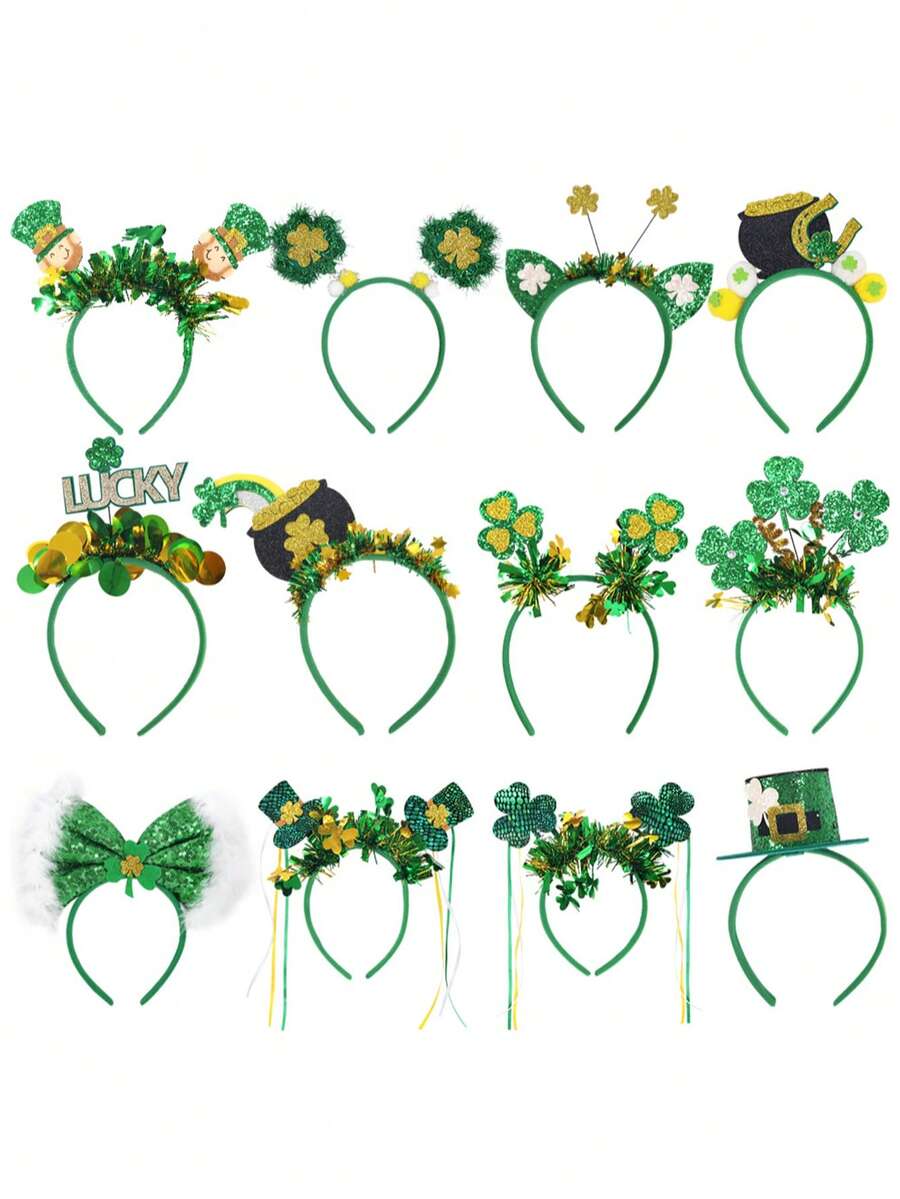 1 Peça Tiara de Trevo, Acessório de Cabeça de Trevo para Festival Irlandês, Presilha de Cabelo Verde, Acessório de Cabelo para Decoração da Festa do Dia de São Patrício, Adequado para Feriados, Transporte, Reuniões, Festas, Acessórios de Cabelo Femininos, Tiara, Acessórios de Cabeça, Enfeite de Cabelo, Decoração de Casa e Quarto - Multicolorido - Visão 1